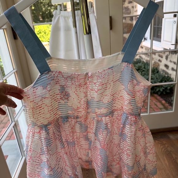 Paul & Joe Sister White Blue Red Floral Peplum Tank Top Size Small - Picture 4 of 8